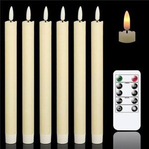 Flameless Ivory Taper Candles Flickering with Remote, Battery Operated Led